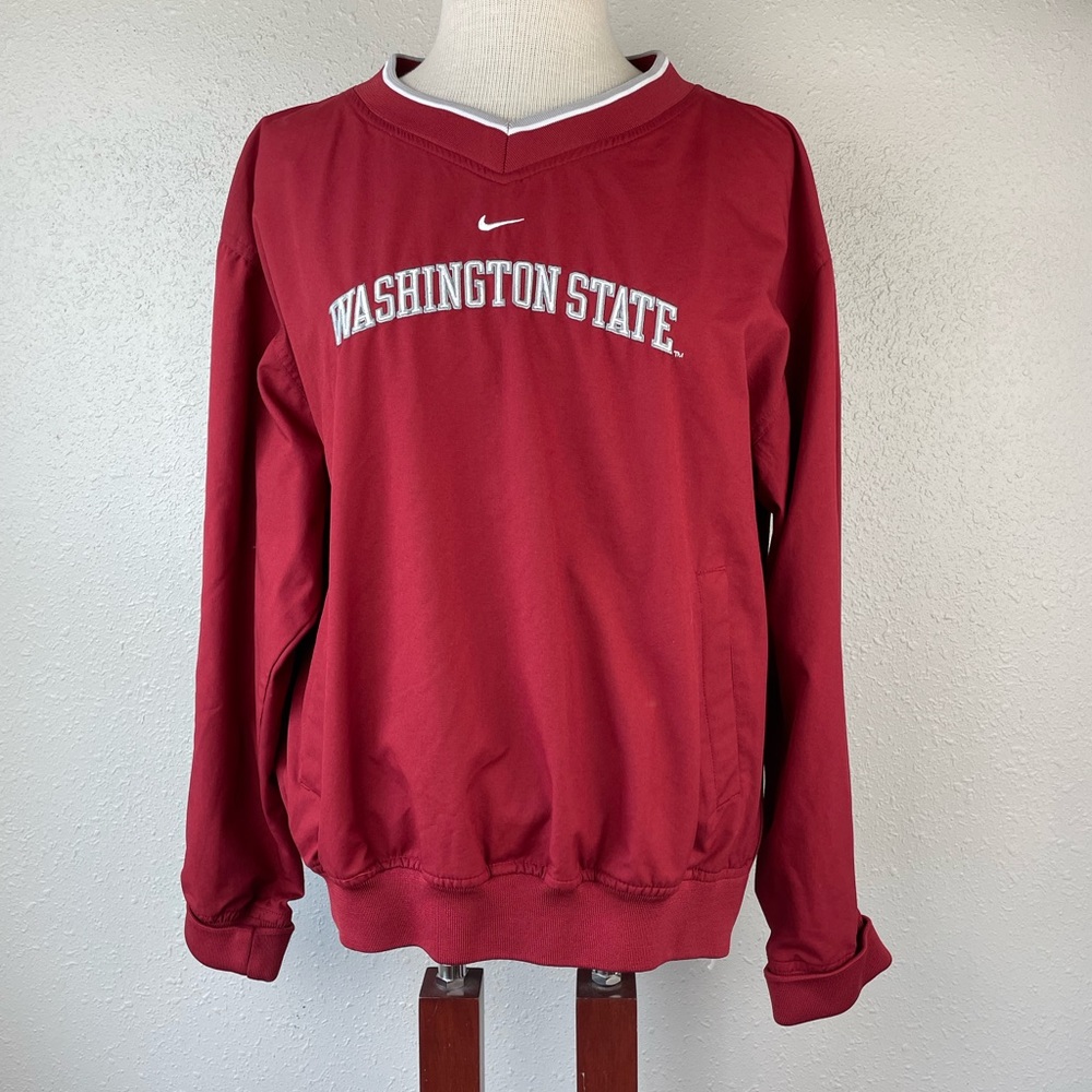 EUC Nike Washington State Cougars Woman’s Maroon V-Neck Pullover Jacket Size XL